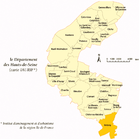 Carte du département des Haut-de-Seine